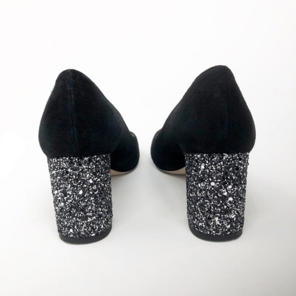 🖤 KATE SPADE 🩶 Metallic Glitter Chunky Heel Pumps sz 6 - Picture 3 of 8